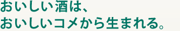 おいしい酒は、おいしいコメから生まれる。