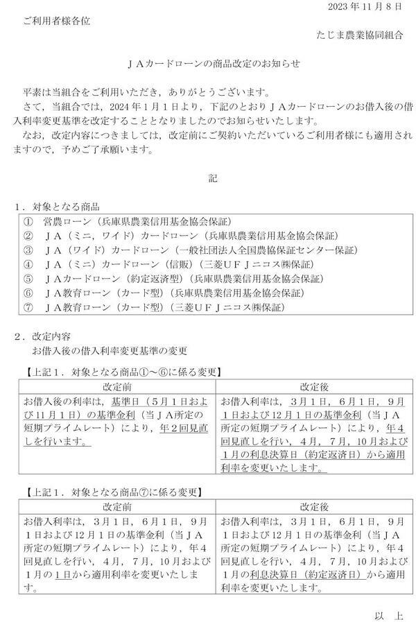 231108別紙１+顧客周知用説明文書「ＪＡカードローンの商品改定のお知らせ」.jpg